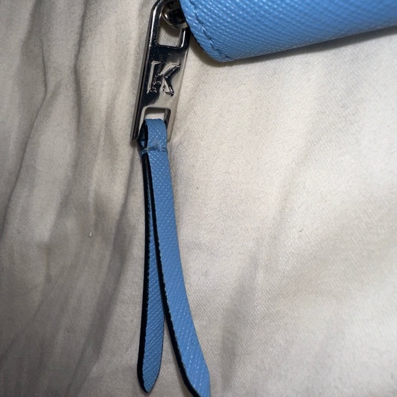 Karl Lagerfeld Zip Around Leather Wallet Blue NWT - Picture 3 of 7